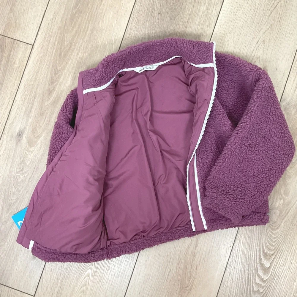 DSG Girls Cozy Fleece Full Zip Jacket Rose Coffee Color‎ Block Size M (10-12)